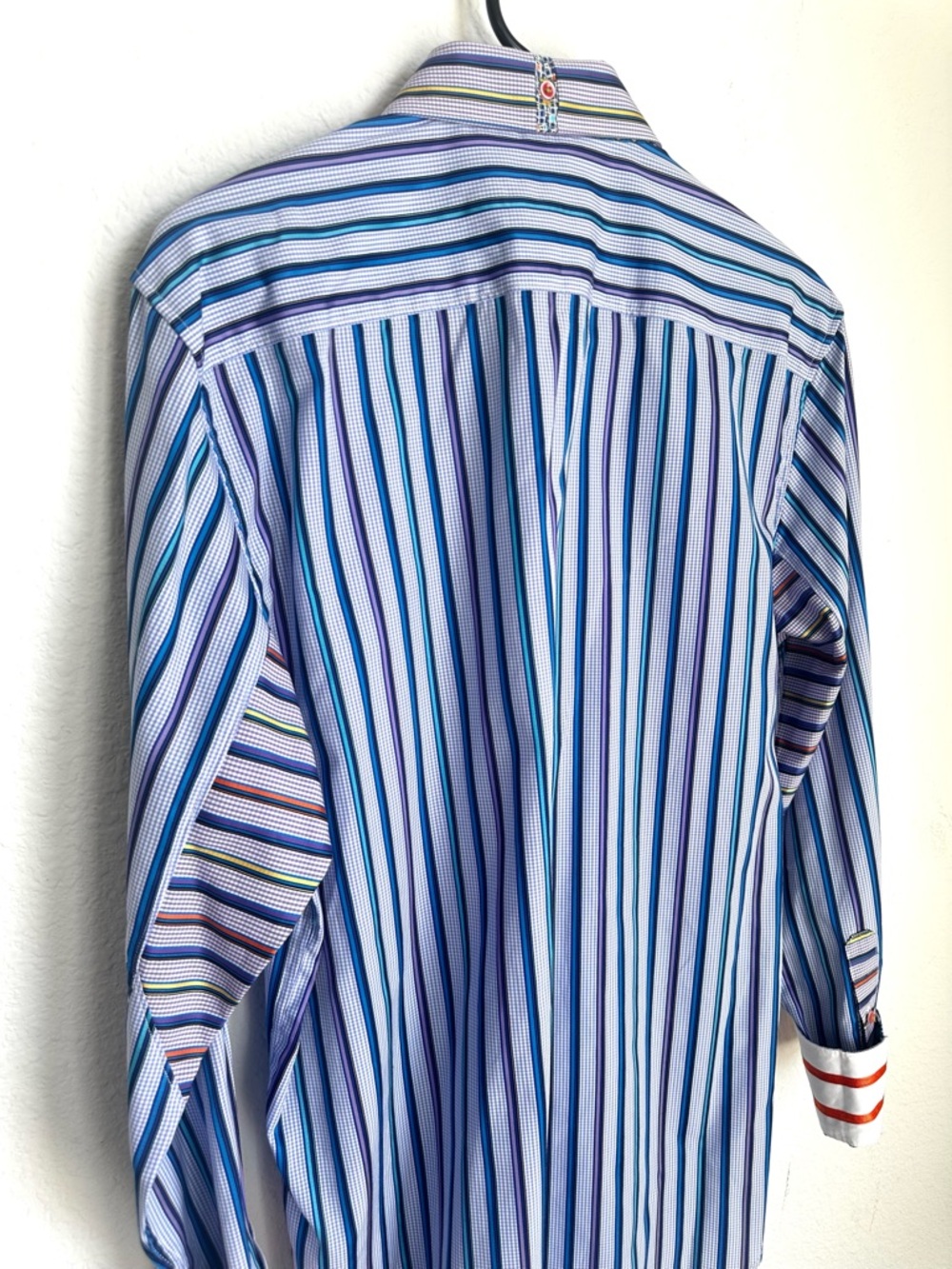 NWT Robert Graham Blue Striped casual Button Down Costa Rica size medium - Picture 9 of 13
